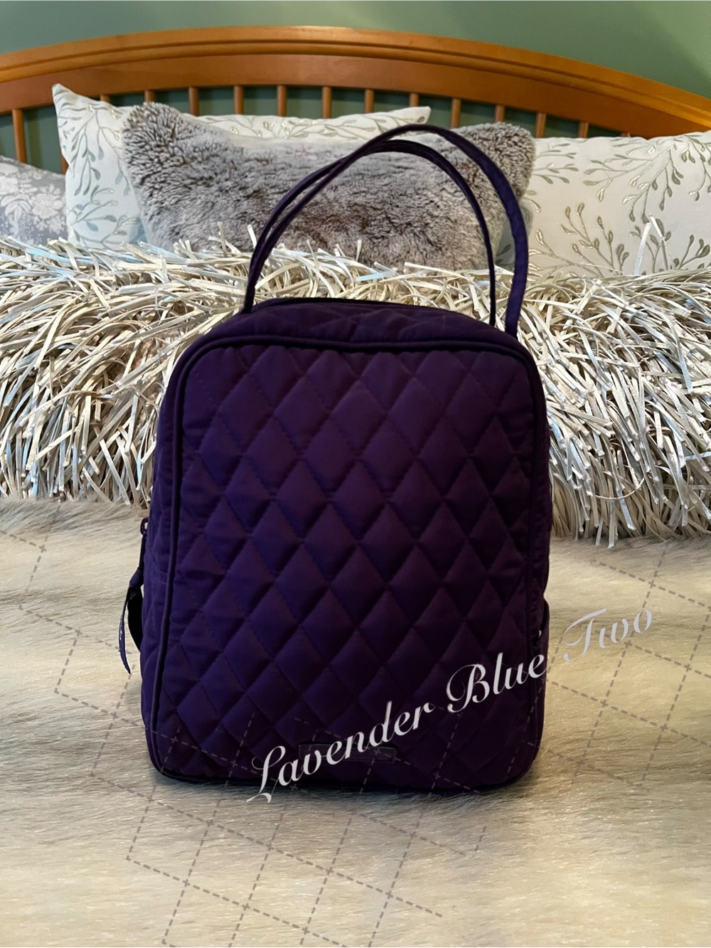 VERA BRADLEY Purple Microfiber Insulated Lunch Bunch Bag Travel Quilted